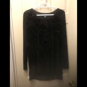 3/20$ simply Vera wang black semi transparent velour damask long sleeve shirt